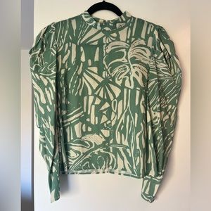 H&M cotton blouse - puff sleeve mock neck so cute